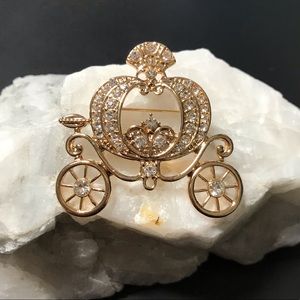 Pumpkin rhinestone Carriage brooch brand new